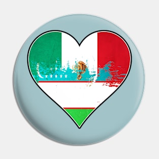 Mexican and Uzbek Heart Mix Heritage Flag Pin