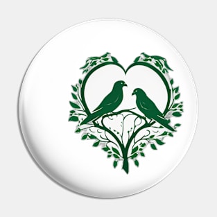 Emerald Lovebirds Heart Design No. 668 Pin