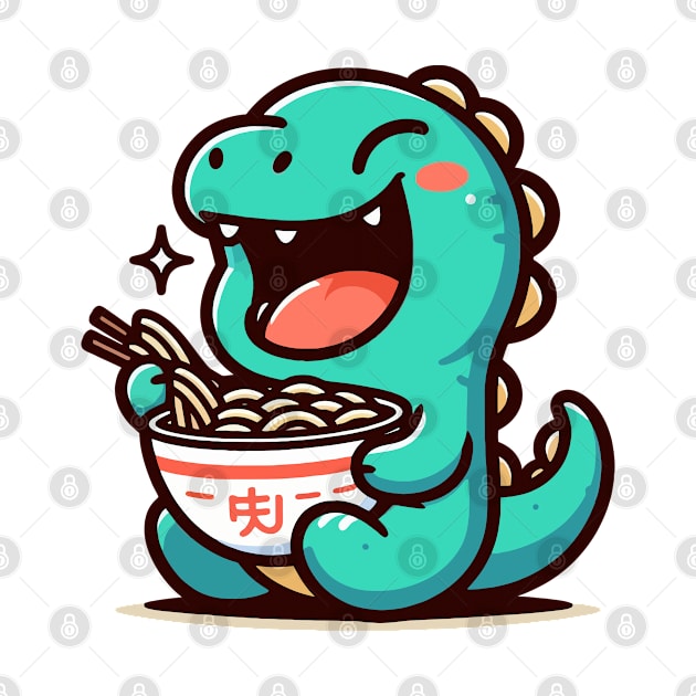 Adorable Dino and Ramen by NayaRara