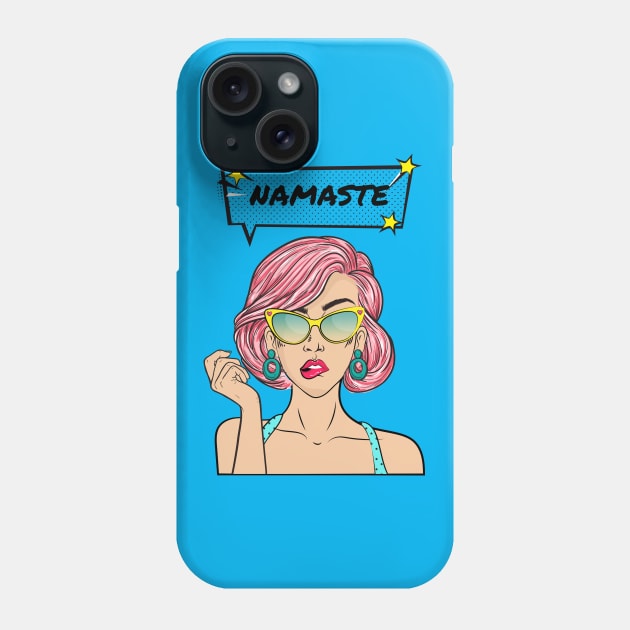 Namaste Woman With Pink Hair Pop Art Phone Case by DesignIndex
