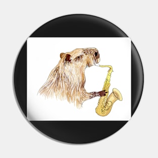 Capybara playing saxophone Pin