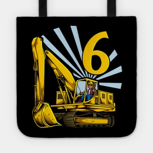 Excavator 6 year old birthday Tote