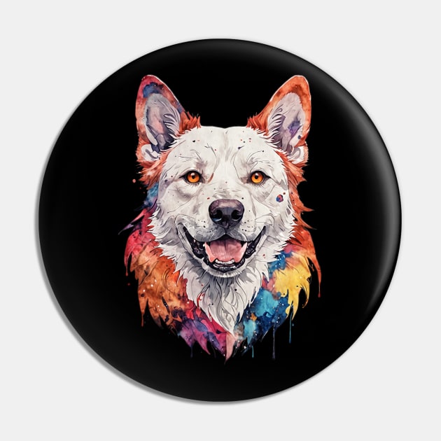 Colorful water paint style dog Pin by T-Shirt Paradise