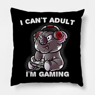 I Cant Adult Im Gaming Introvert Gamer Nerd Koala Bear Pillow