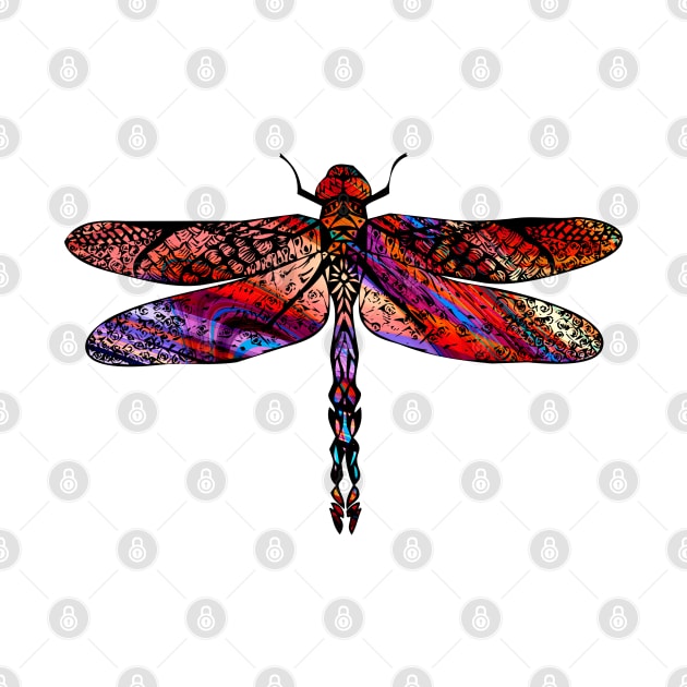 Ornate Dragon Fly Colorful Insect Illustration by VintCam