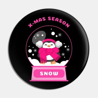 Xmas Season Snow Penguin (Pink) Pin