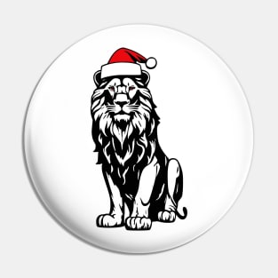 Christmas Lion with Santa Hat Pin