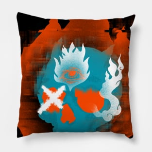 Flaming Skull with Glitching Effect Pillow