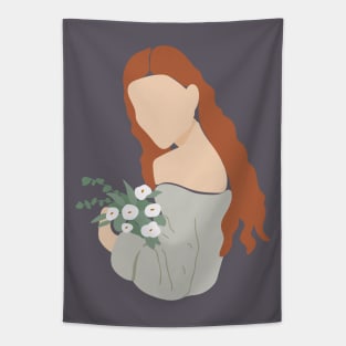 Lady Ginger Hair Flowers Tapestry