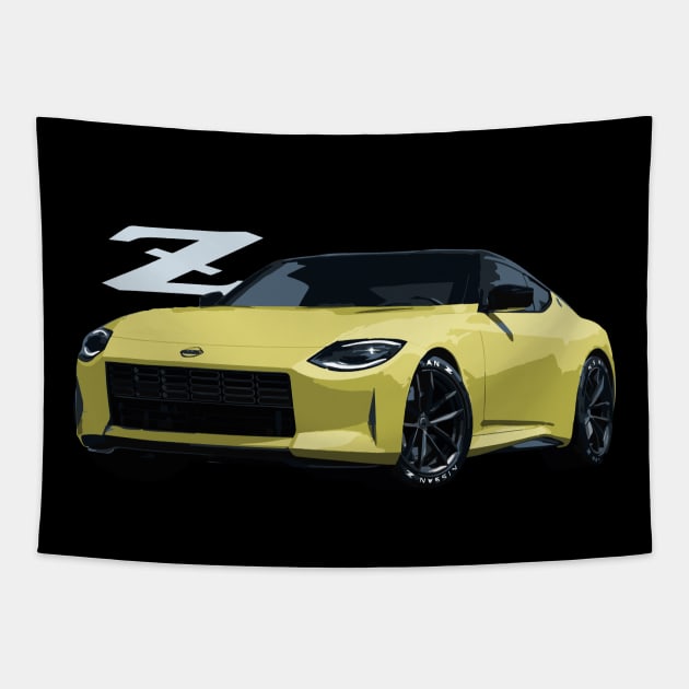 nissan z proto canary yellow Tapestry by cowtown_cowboy