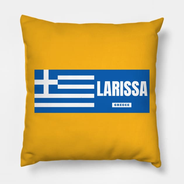 Larissa City with Greek Flag Pillow by aybe7elf