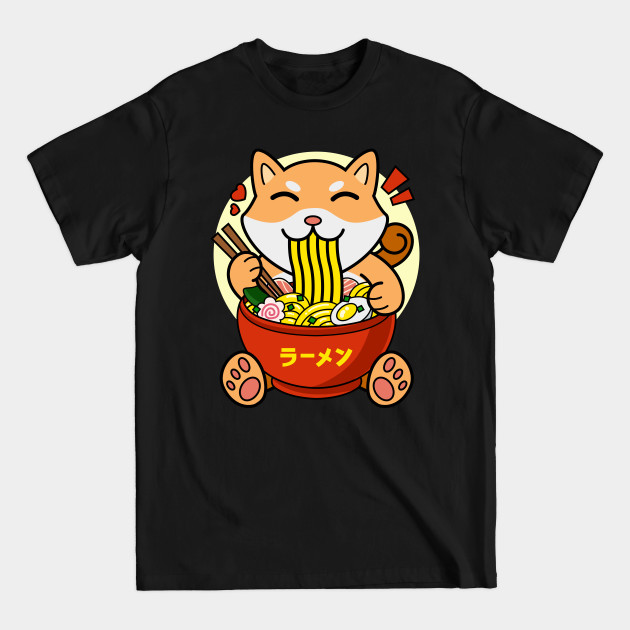 Shiba Inu Eating Ramen Noodles - Shiba Inu Eating Ramen - T-Shirt