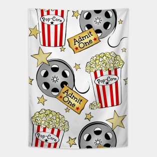 VIP Movie Night on white w/ pop corn Tapestry