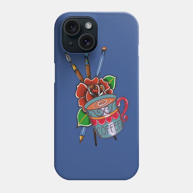 Art Tools Tattoo Phone Case by Art of Amanda Jean Lopez