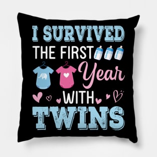 I Survived The First Year With Twins Happy Mothers Day To Me Pillow