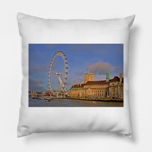 London Eye South Bank River Thames UK Pillow