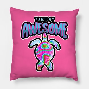 RAINBOW Turtle Turtley Awesome Punny Animal Pillow