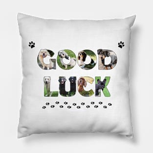 Good luck - mixed dog breed oil painting word art Pillow