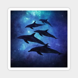 School of dolphins swimming through the ocean Magnet