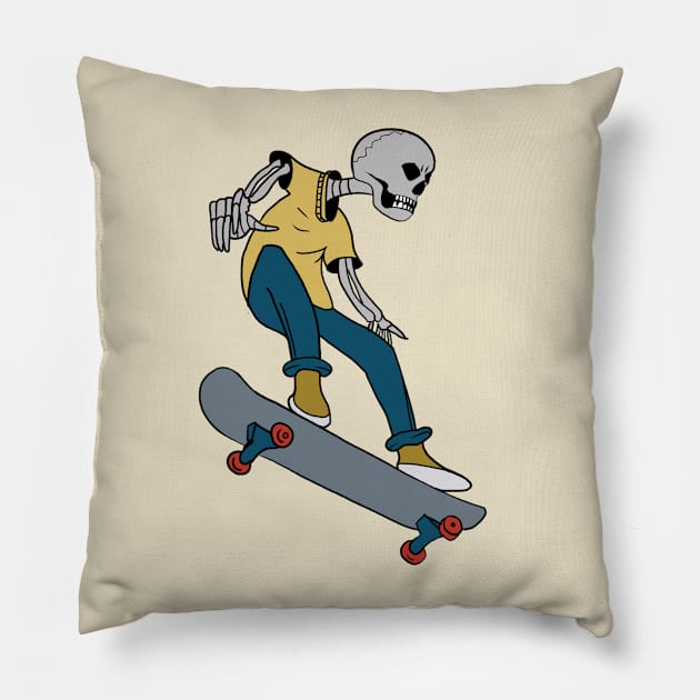 Skate Boarding Illustration Pillow by Kamran Sharjeel