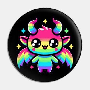 Baphomet Cute Kawaii Rainbow Neon Goth Pin