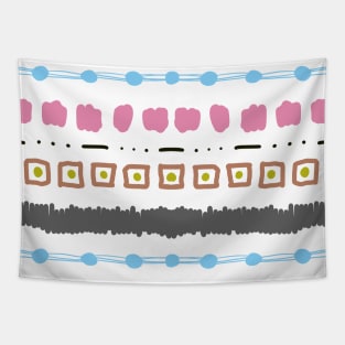 Geometric shapes and forms on a white background of various shapes. Handmade drawn various shapes and doodle prints and pattern design. Tapestry