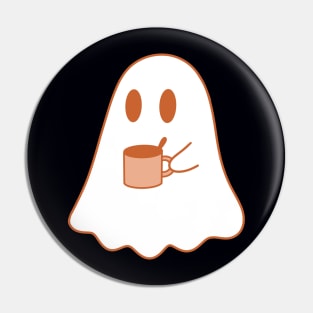 A cute ghost with a cup of tea/coffee/hot chocolate Pin