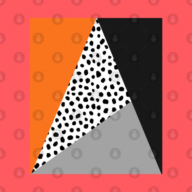 Geometric Polka Dot, Black, Orange and Grey by OneThreeSix