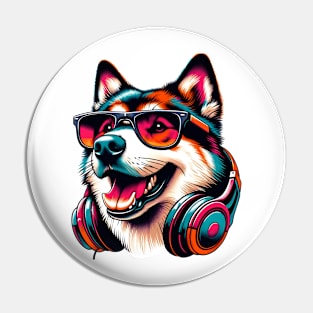 Grinning Chinook as a Stylish Smiling DJ Pin