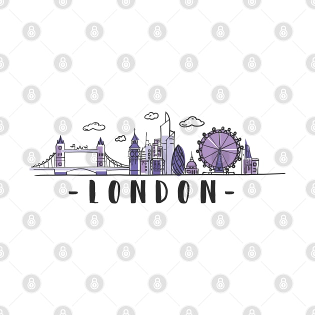 London Skyline. United Kingdom, Great Britain Hand Drawn by RajaGraphica