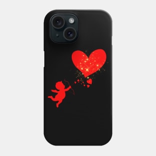 Red cupid shoots red heart with gold Phone Case