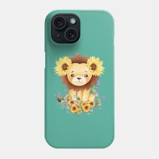 Cute lion and sun flower Phone Case