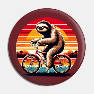 Sloth rides a bike at sunset Pin