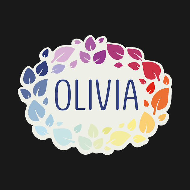 Olivia name with colorful leaves by WildMeART