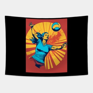 Retro Volleyball Player Tapestry