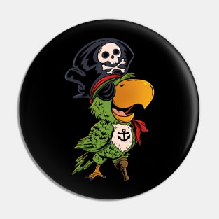 Ahoy Matey! Cute Pirate Parrot with Hat and Eyepatch Design Pin