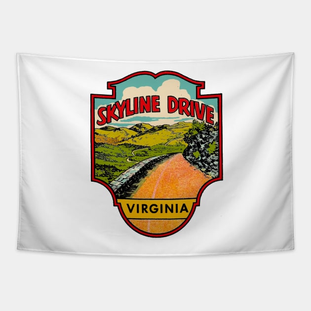 Vintage Skyline Drive Decal Tapestry by zsonn