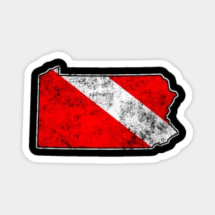 Pennsylvania Dive Flag Scuba Diving State Map Dive Flag Distressed Magnet