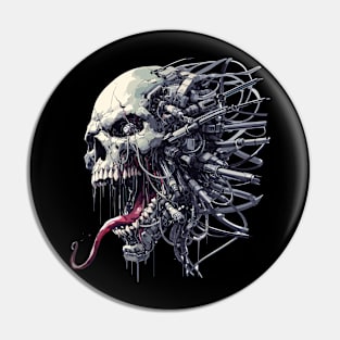 Creepy cyborg skull cyber punk art Pin