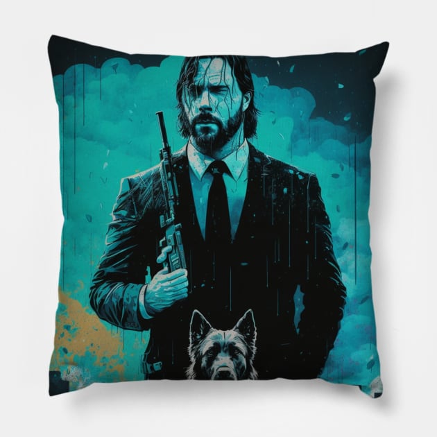 John Wick illustration Pillow by Durro