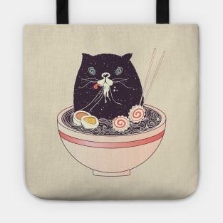 Bowl of ramen and black cat Tote