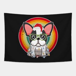 Retro French Bulldog Christmas Tapestry