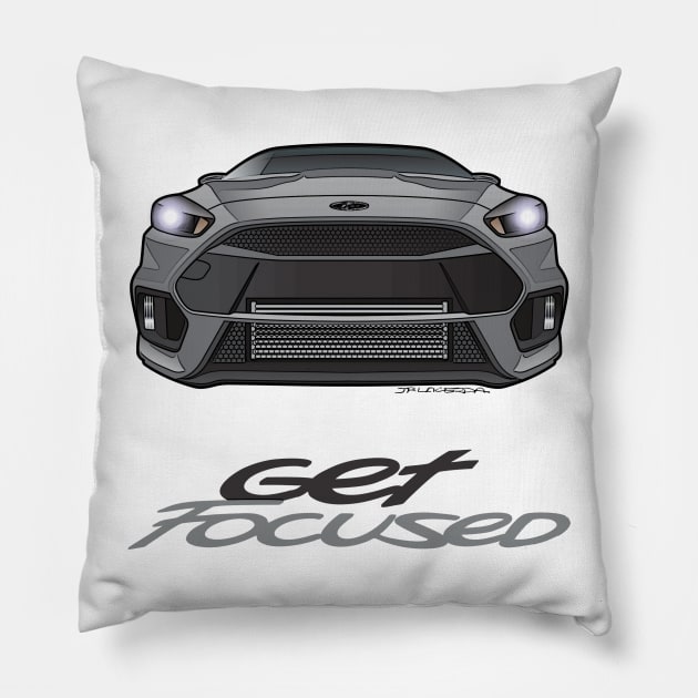 Get Focused (front grey) Pillow by JRCustoms44