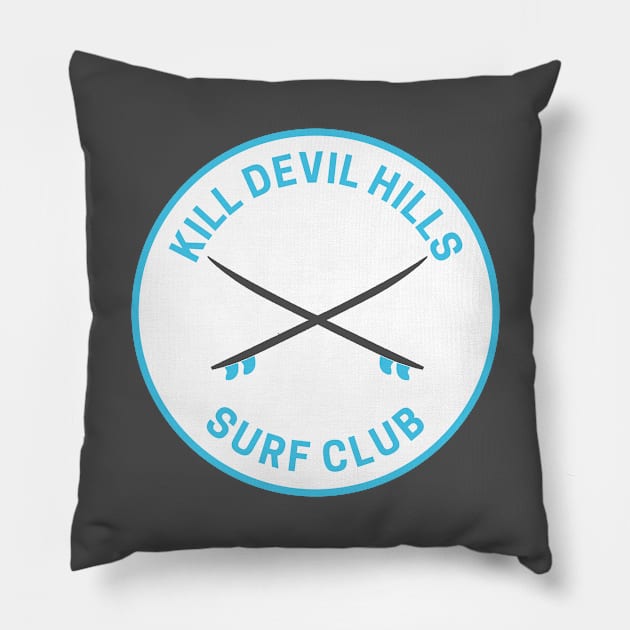Vintage Kill Devil Hills North Carolina Surf Club Pillow by fearcity