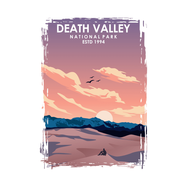 Death Valley Vintage Minimal National Park Travel Poster by jornvanhezik