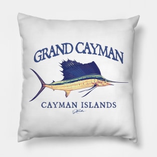 Grand Cayman, Cayman Islands, Vintage Sailfish Pillow