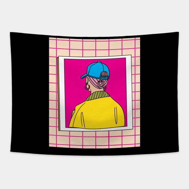 Woman With Retro Cap Tapestry by flofin