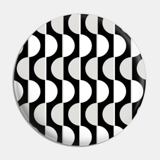 Black and White Retro Half-Circles Pin