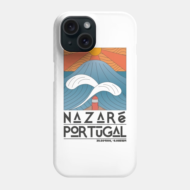 Nazaré Portugal Retro Travel Poster Phone Case by JDP Designs