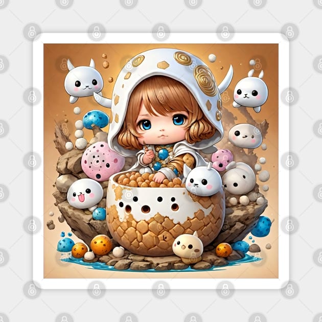 marshmellow girl, design Magnet by lunareclipse.tp